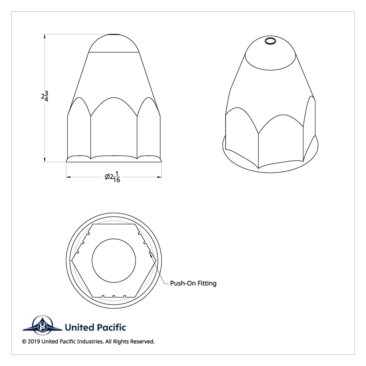 1-1/2" X 2-3/4" Chrome Plastic Bullet Nut Covers - Push-On (60-Pack) - Thumbnail 8