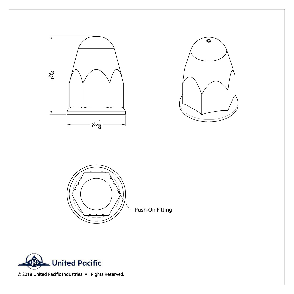 1-1/2" X 2-3/4" Chrome Plastic Slotted Bullet Nut Covers With Flange - Push-On (Color Box of 20) - Thumbnail 8