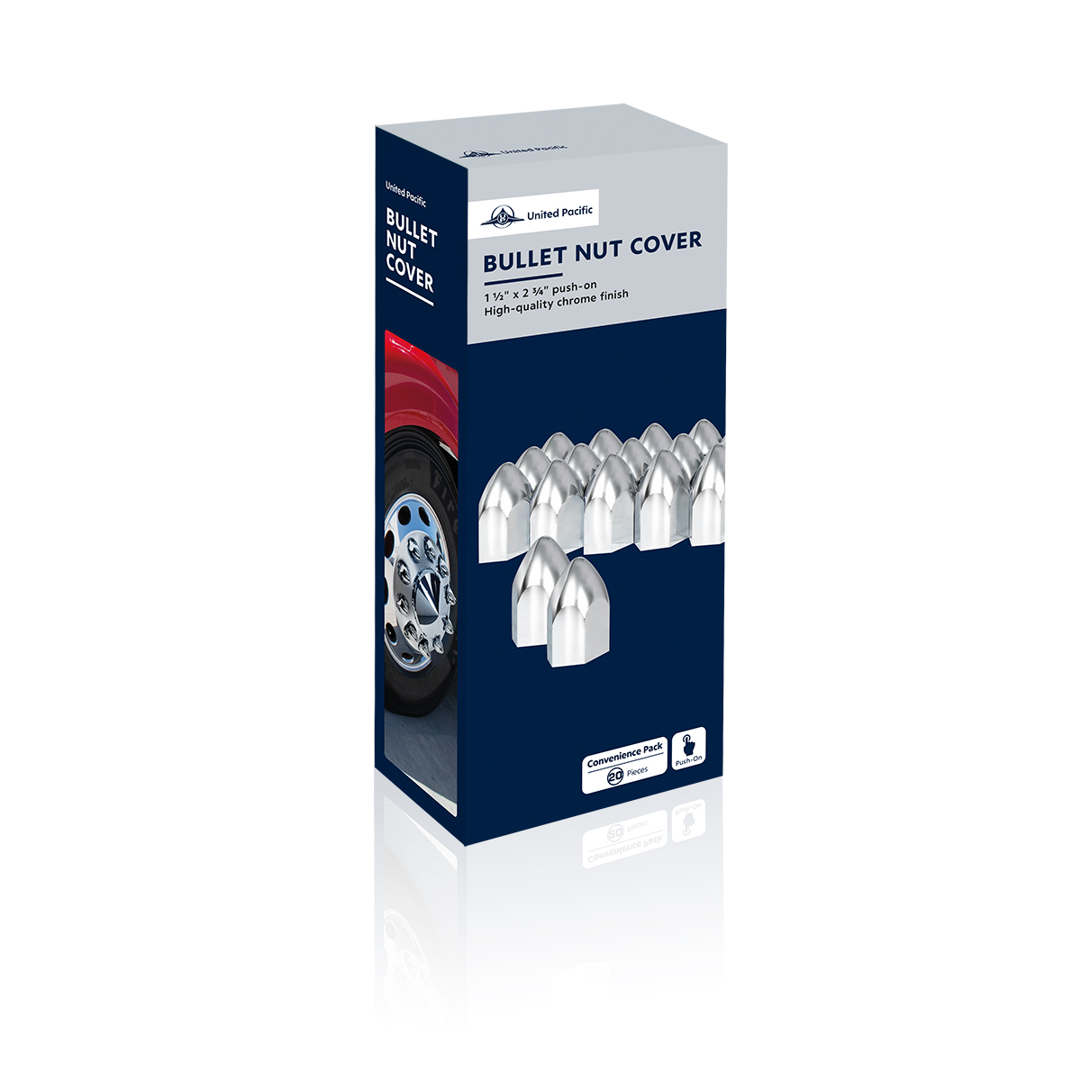 1-1/2" X 2-3/4" Chrome Plastic Bullet Nut Covers - Push-On (20-Pack) - Thumbnail 5