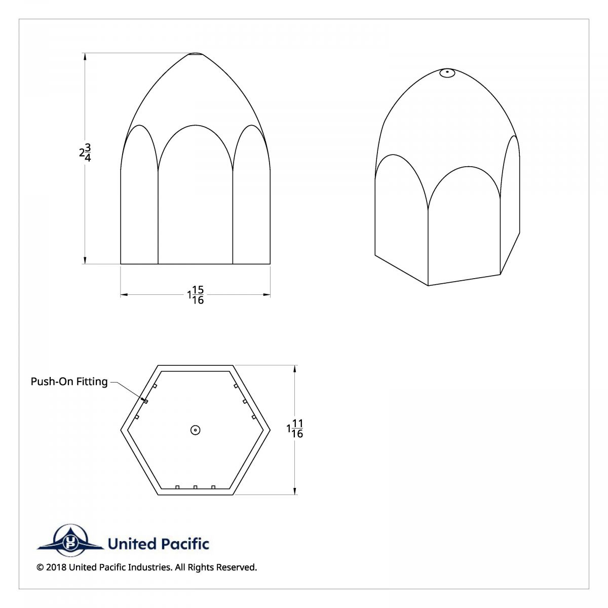 1-1/2" X 2-3/4" Chrome Plastic Bullet Nut Covers - Push-On (20-Pack) - Thumbnail 9