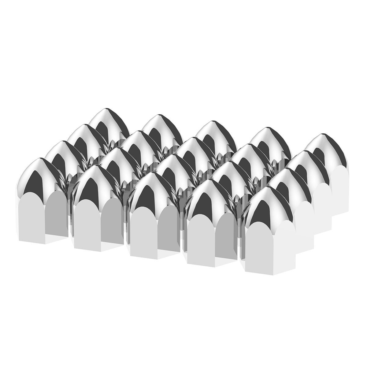 1-1/2" X 2-3/4" Chrome Plastic Bullet Nut Covers - Push-On (20-Pack) - Thumbnail 10