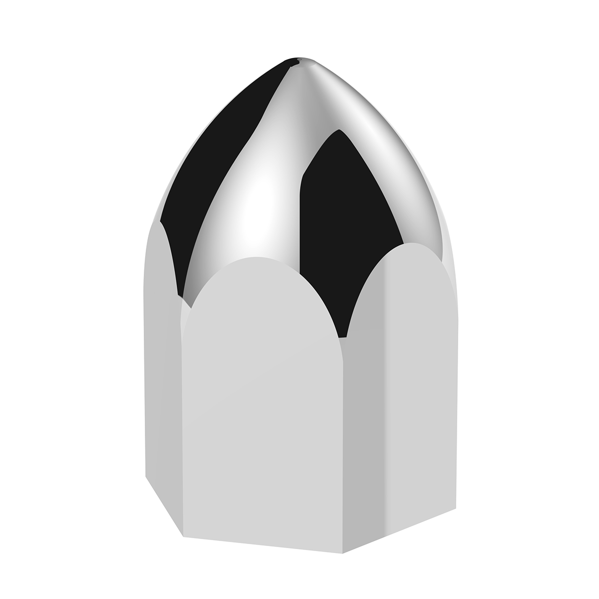 1-1/2" X 2-3/4" Chrome Plastic Bullet Nut Covers - Push-On (60-Pack) - Thumbnail 2