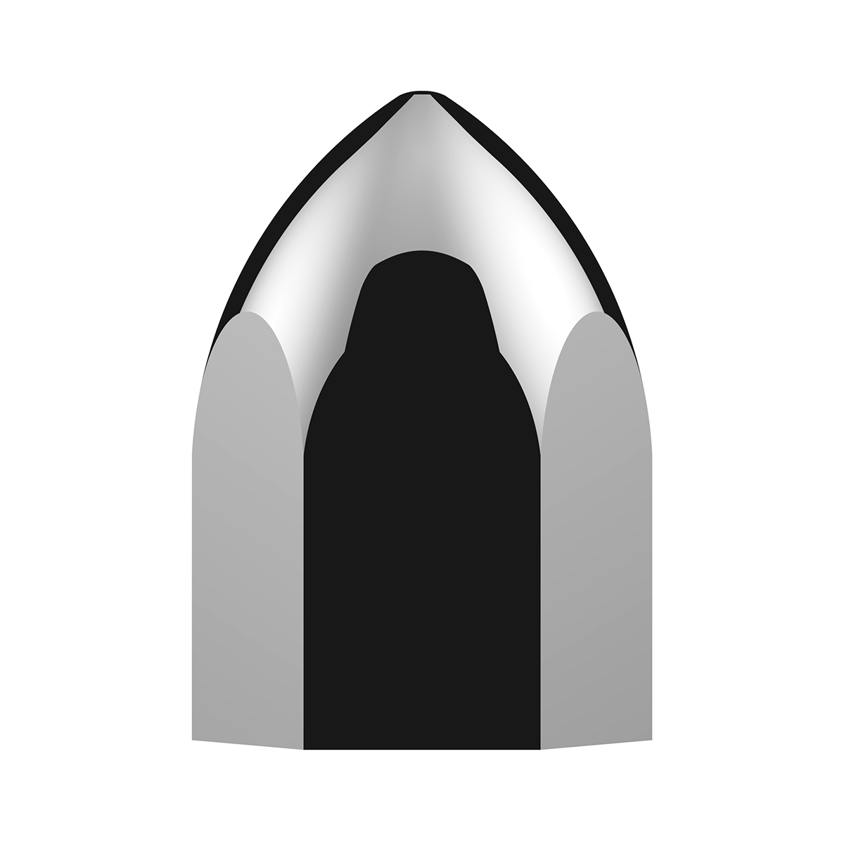 1-1/2" X 2-3/4" Chrome Plastic Bullet Nut Covers - Push-On (60-Pack) - Thumbnail 3