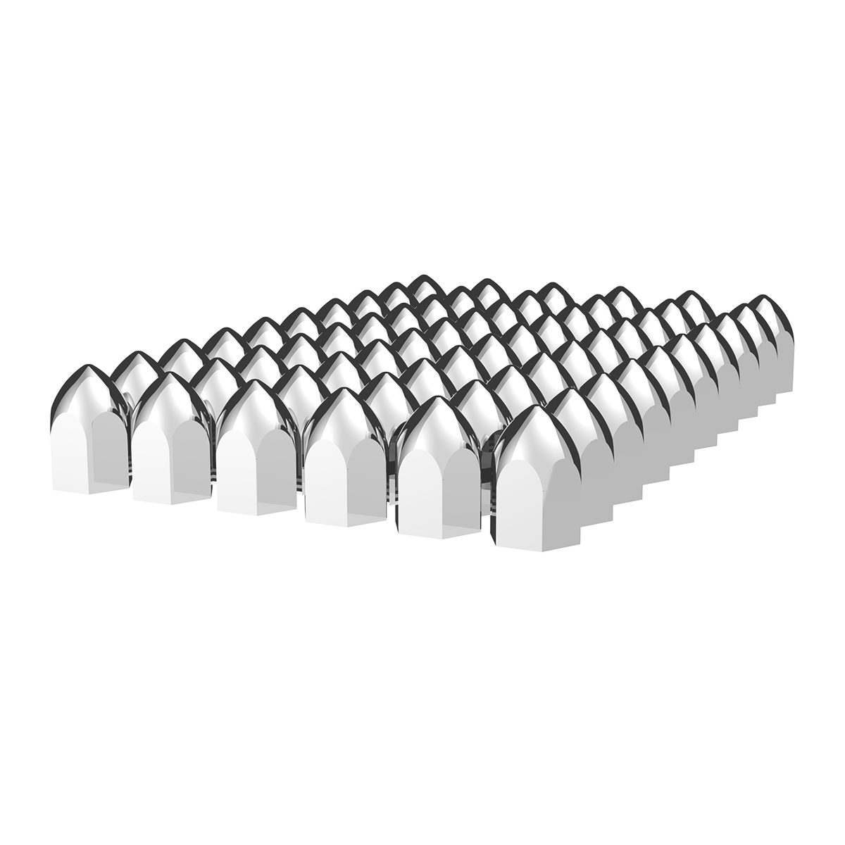 1-1/2" X 2-3/4" Chrome Plastic Bullet Nut Covers - Push-On (60-Pack) - Thumbnail 9
