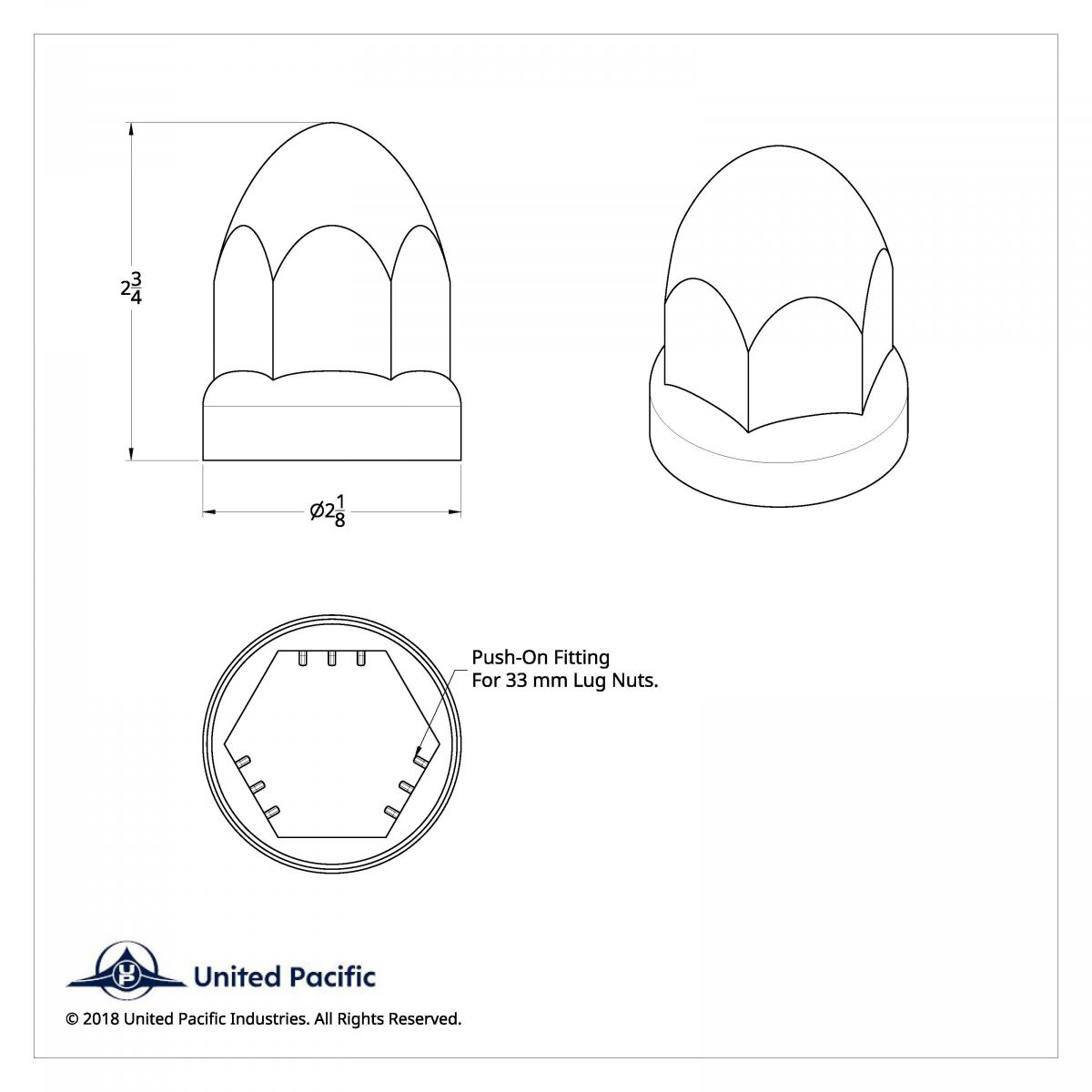 33mm X 2-3/4" Chrome Plastic Bullet Nut Covers With Flange- Push-On (60-Pack) - Thumbnail 7