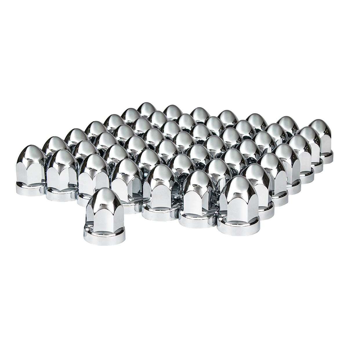 33mm X 2-3/4" Chrome Plastic Bullet Nut Covers With Flange- Push-On (60-Pack) - Thumbnail 8