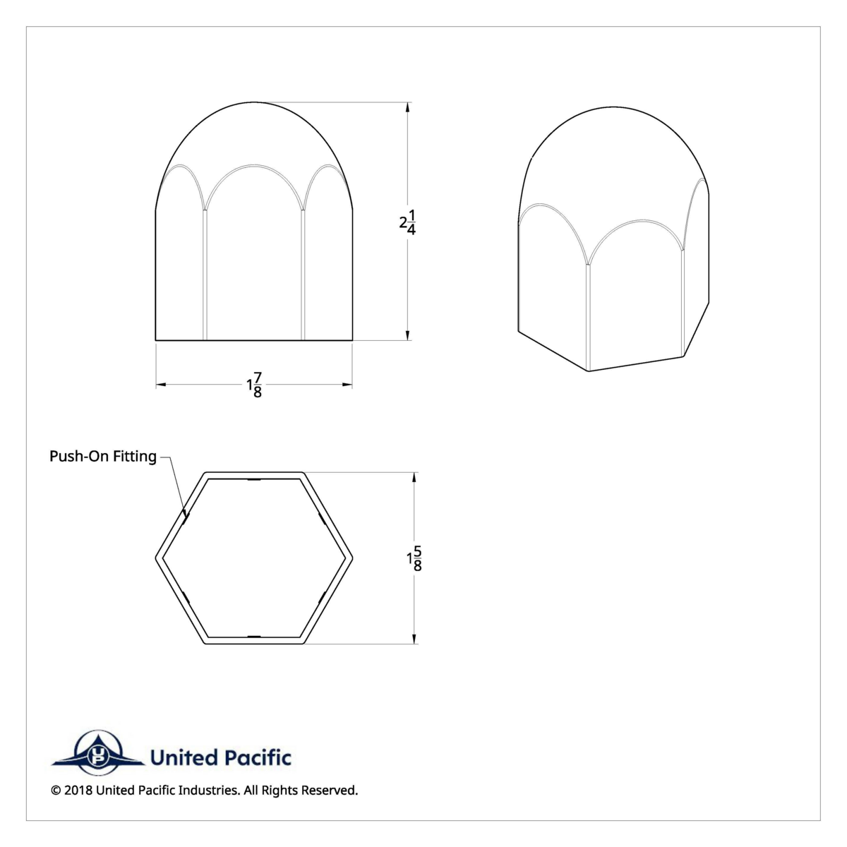 1-1/2" X 2-1/4" Chrome Plastic Standard Nut Cover - Push-On (Bulk) - Thumbnail 6