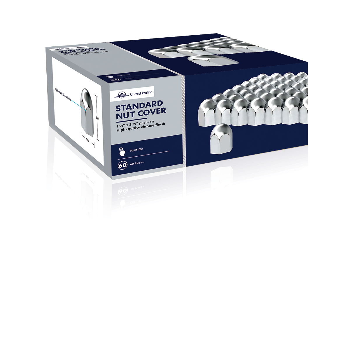 1-1/2" X 2-1/4" Chrome Plastic Standard Nut Covers - Push-On (60-Pack) - Thumbnail 5