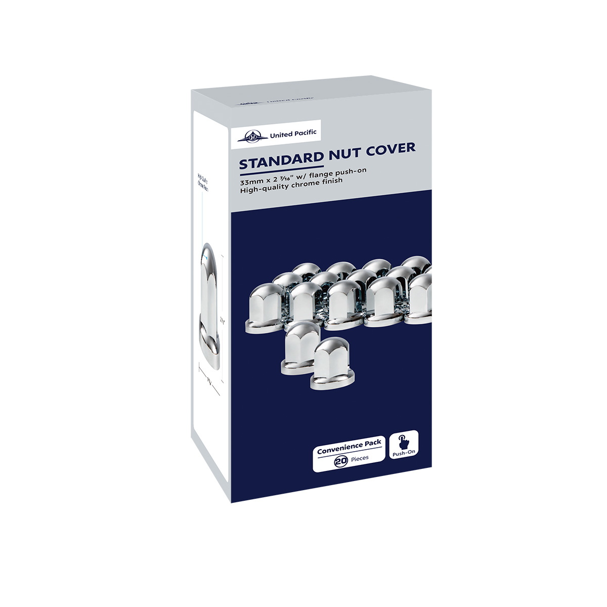 33mm X 2-7/16" Chrome Plastic Standard Nut Covers With Flange - Push-On (Color Box of 20) - Thumbnail 7