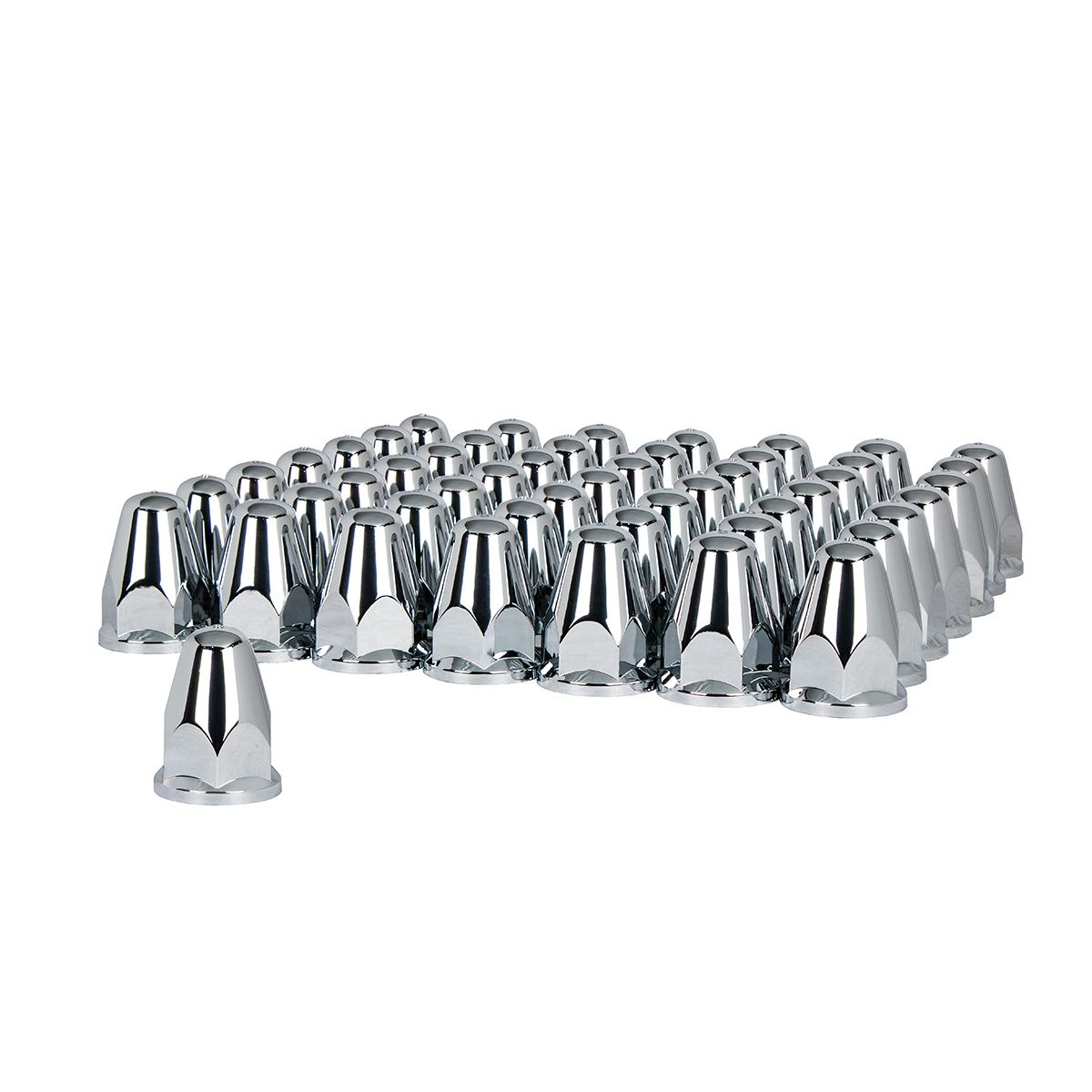 33mm X 2-5/8" Chrome Plastic Bullet Nut Covers With Flange - Push-On (60-Pack)
