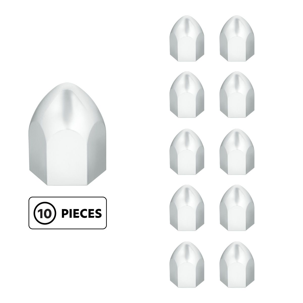 1" x 1 5/8" Chrome Plastic Bullet Nut Cover - Push-On (10 Pack)
