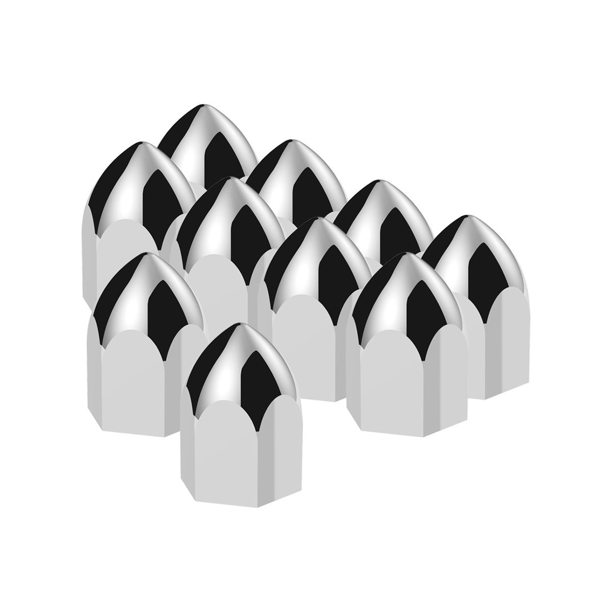 11/16" X 1-5/16" Chrome Plastic Bullet Nut Cover - Push-On (10-Pack)