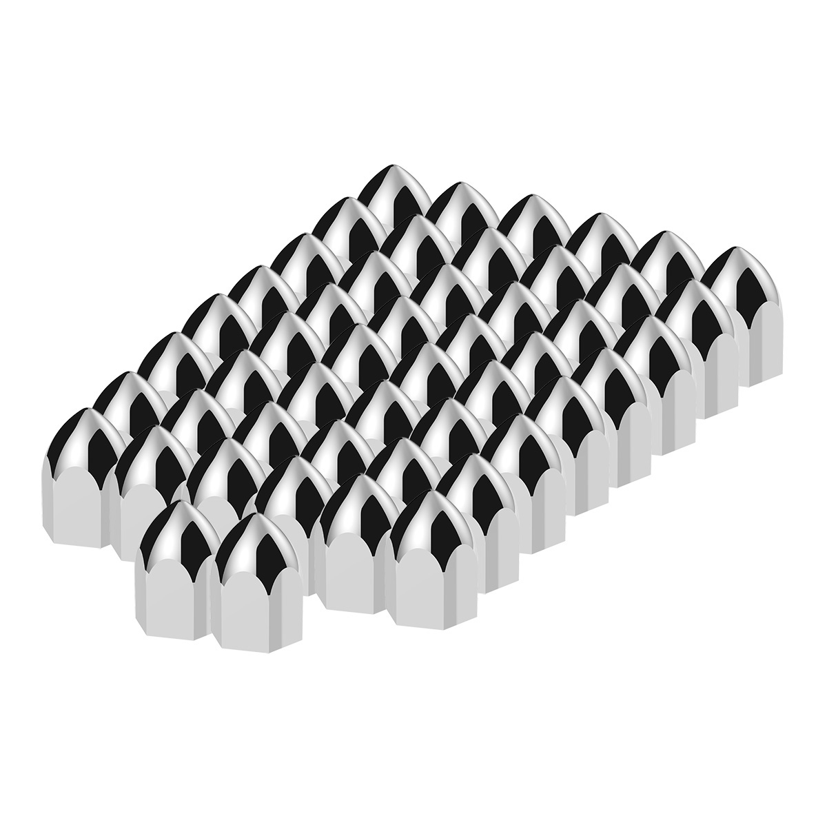 11/16" X 1-5/16" Chrome Plastic Bullet Nut Cover - Push-On (50-Pack) - Thumbnail 2
