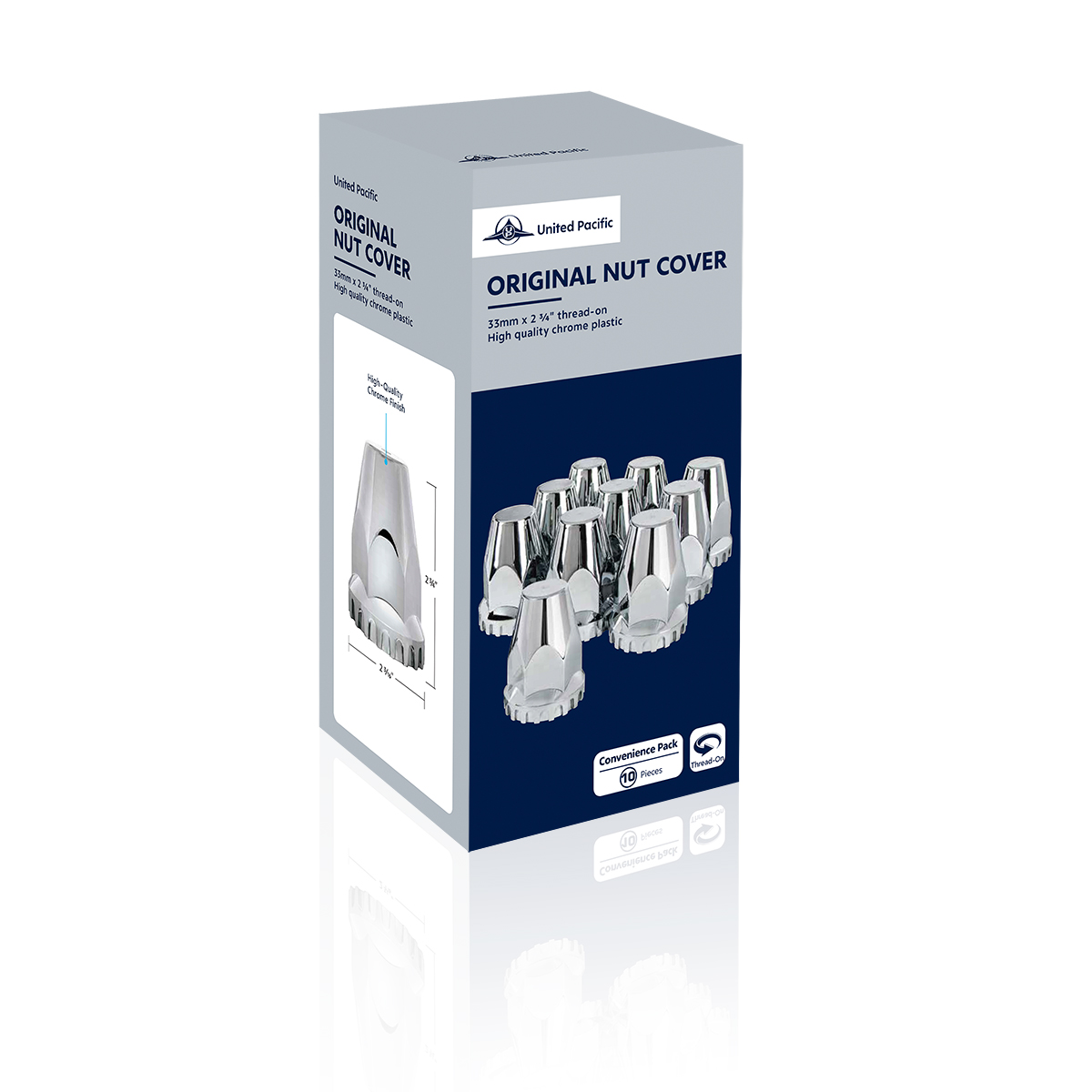 33mm X 2-3/4" Chrome Plastic Original Nut Covers - Thread-On (Box of 10) - Thumbnail 6