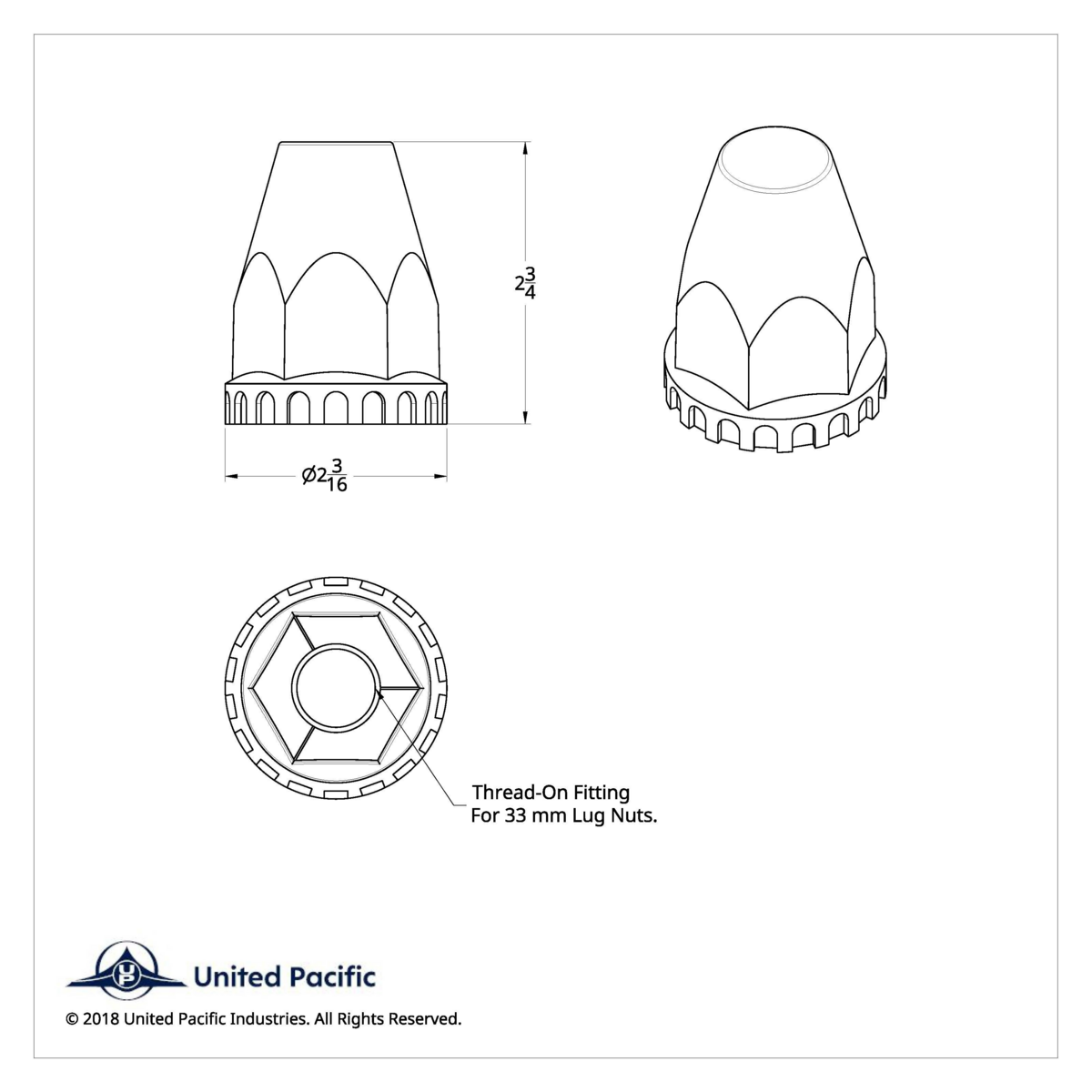 33mm X 2-3/4" Chrome Plastic Original Nut Covers - Thread-On (Box of 10) - Thumbnail 9