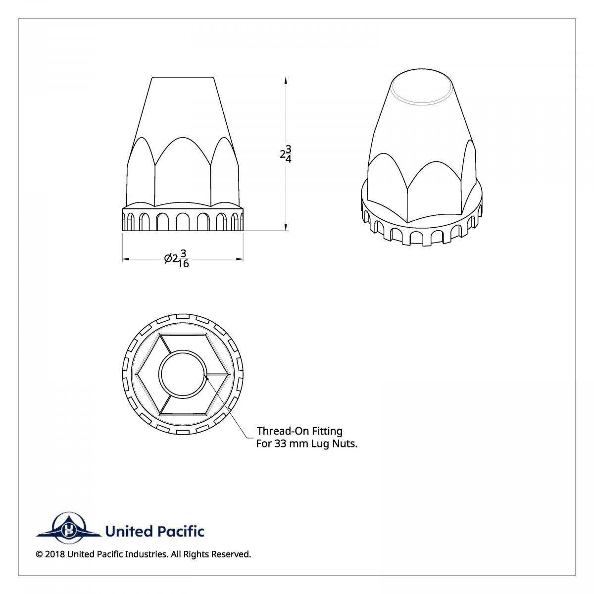 33mm x 2-3/4" Chrome Plastic Original Nut Covers - Thread-On (Box of 60) - Thumbnail 7