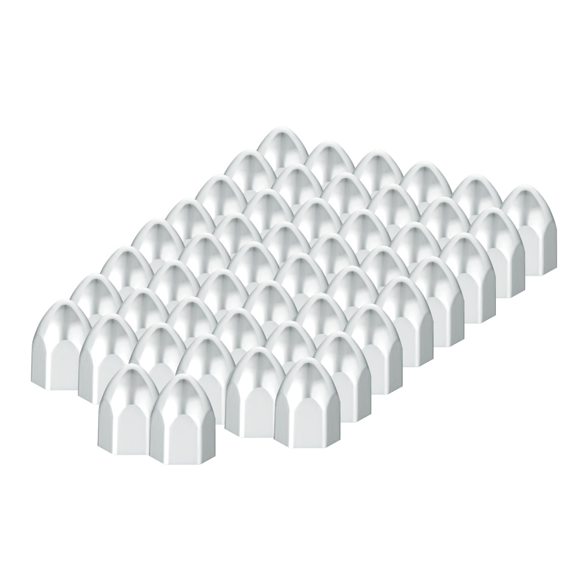 9/16" x 15/16" Chrome Plastic Bullet Nut Covers - Push-On (50-Pack) - Thumbnail 2