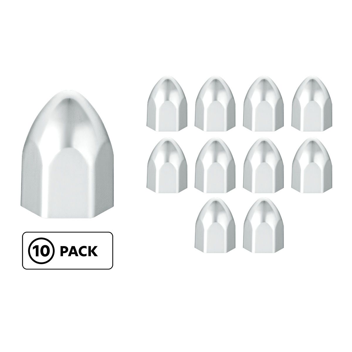1/2" x 15/16" Chrome Plastic Bullet Nut Covers - Push-On (10-Pack)