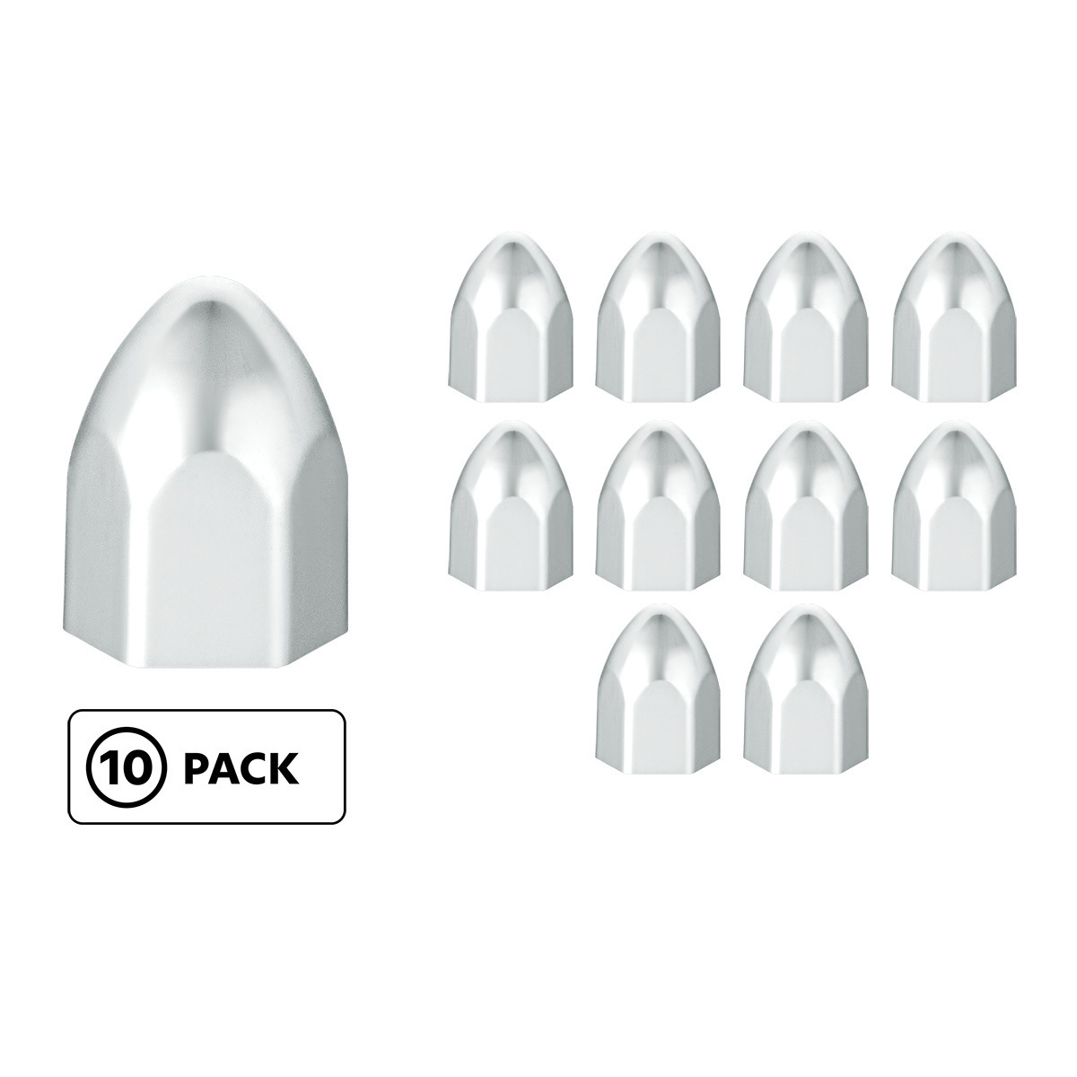 1/2" x 15/16" Chrome Plastic Bullet Nut Covers - Push-On (10-Pack) - Thumbnail 8