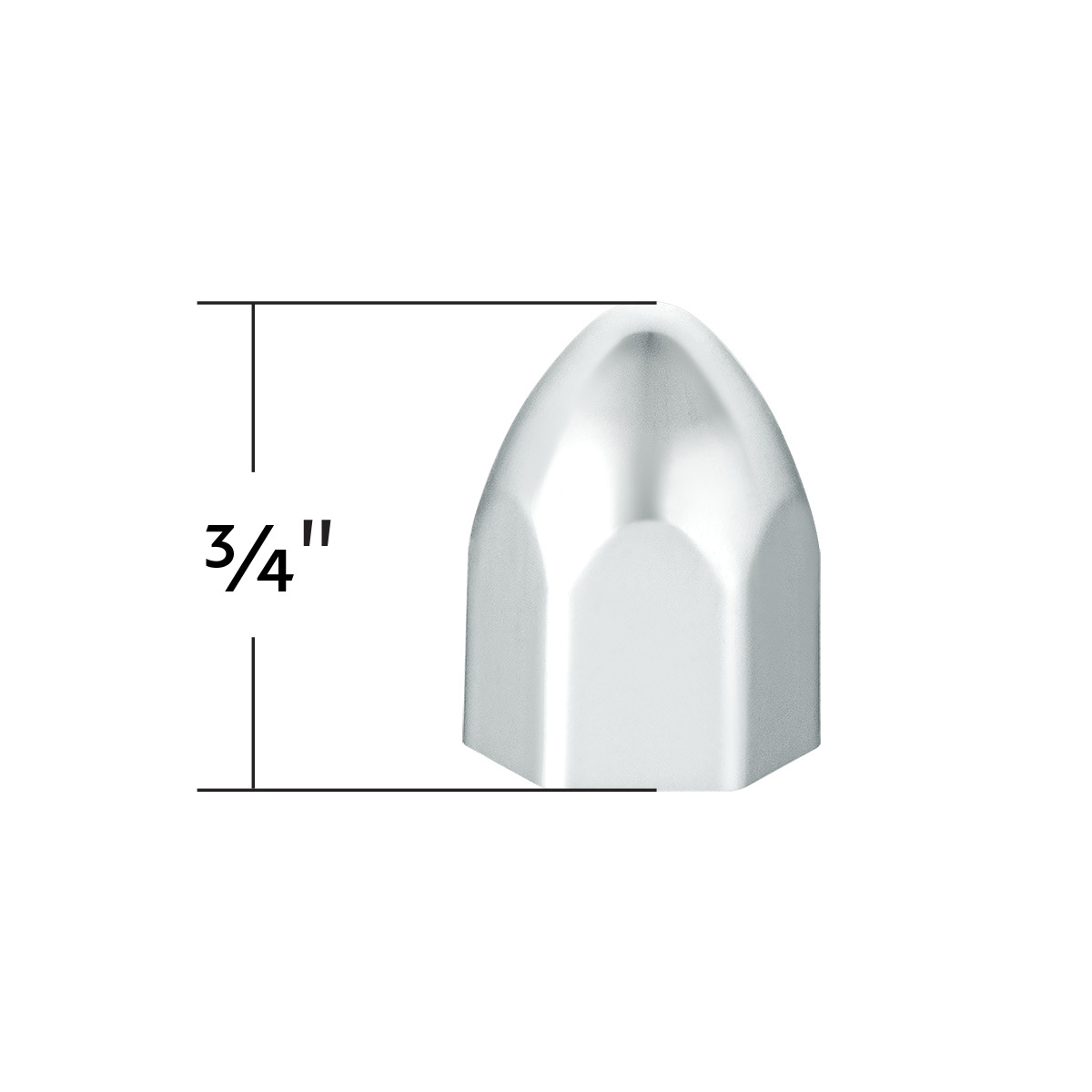 7/16" X 3/4" Chrome Plastic Bullet Nut Cover - Push-On - Thumbnail 4