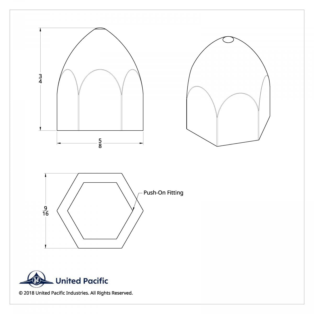 7/16" x 3/4" Chrome Plastic Bullet Nut Covers - Push-On (10-Pack) - Thumbnail 7