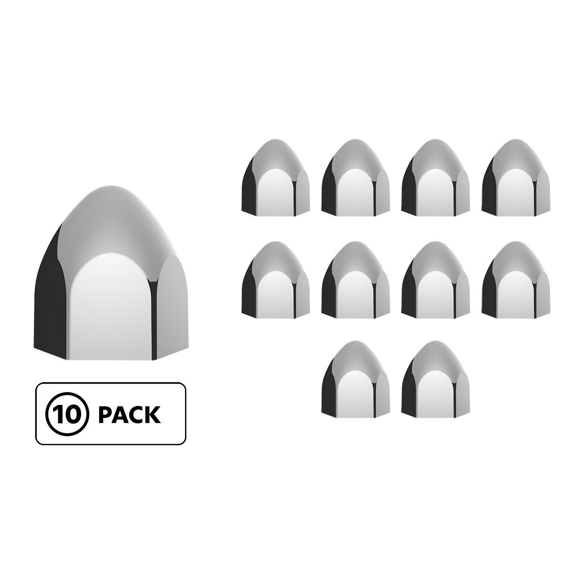 3/4" X 1 3/8" Chrome Plastic Bullet Nut Cover - Push-On (10-Pack)