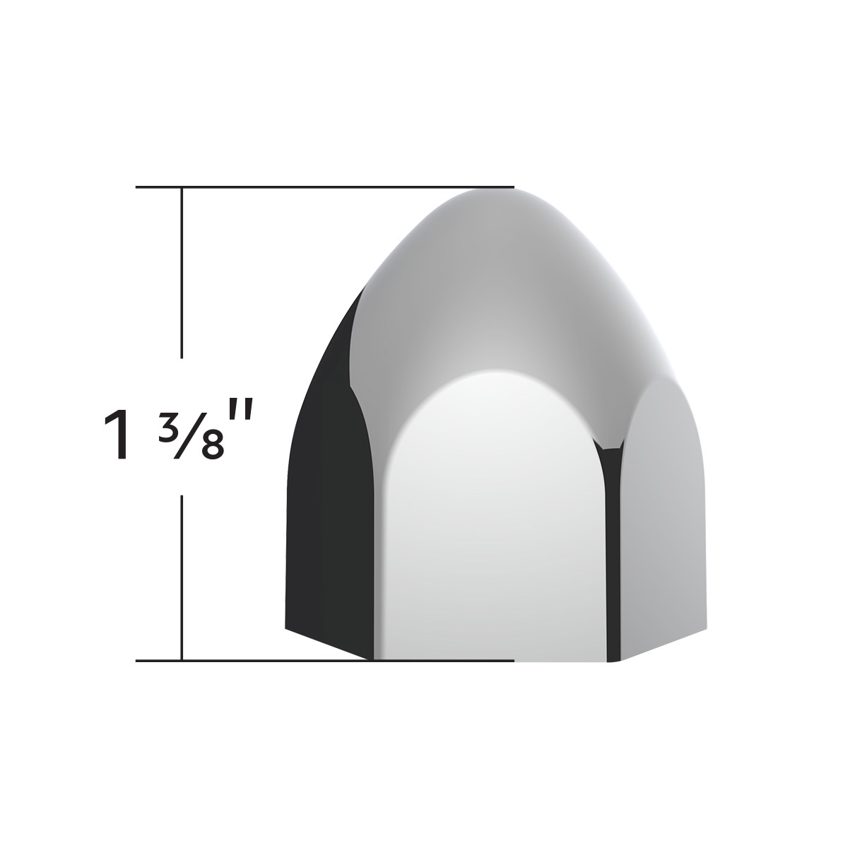 3/4" X 1 3/8" Chrome Plastic Bullet Nut Cover - Push-On (50-Pack) - Thumbnail 6