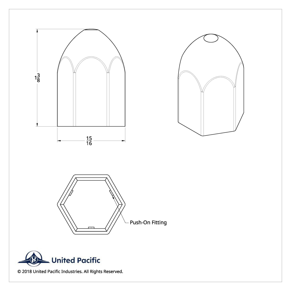 3/4" X 1 3/8" Chrome Plastic Bullet Nut Cover - Push-On (50-Pack) - Thumbnail 7