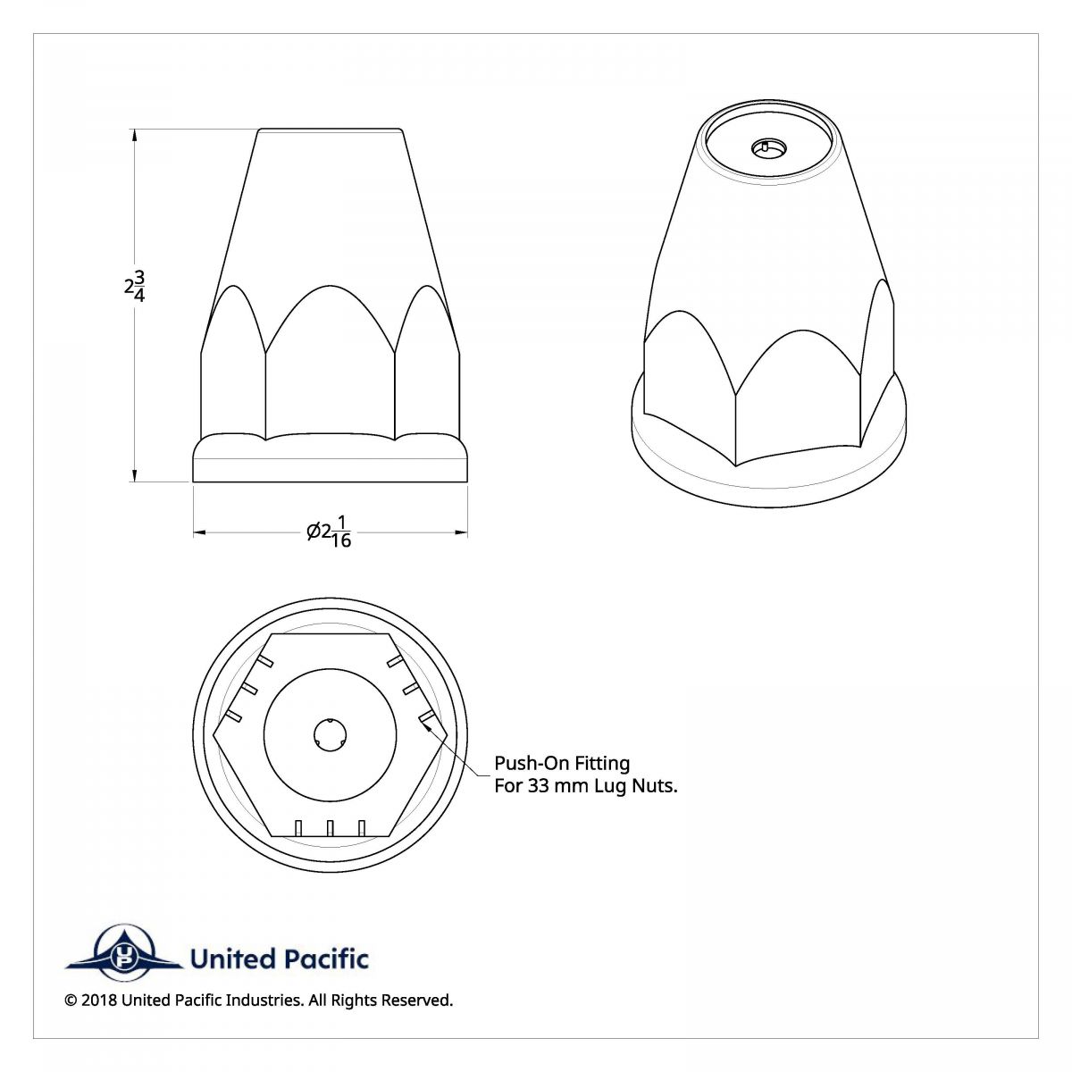 33mm X 2-3/4" Chrome Plastic Nut Covers With Flange - Push-On -Amber Reflector (Color Box of 20) - Thumbnail 9