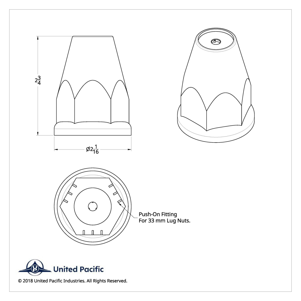 33mm X 2-3/4" Chrome Plastic Nut Covers With Flange - Push-On -Blue Reflector (Color Box of 20) - Thumbnail 8