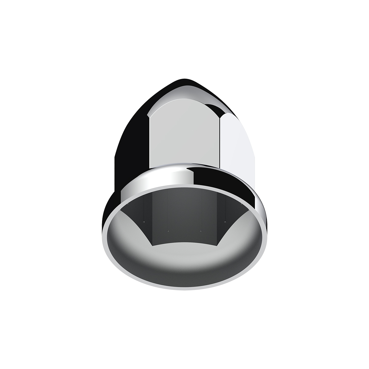 33mm X 2-3/8" Chrome Plastic Bullet Nut Cover With Flange - Push-On (Bulk) - Thumbnail 6