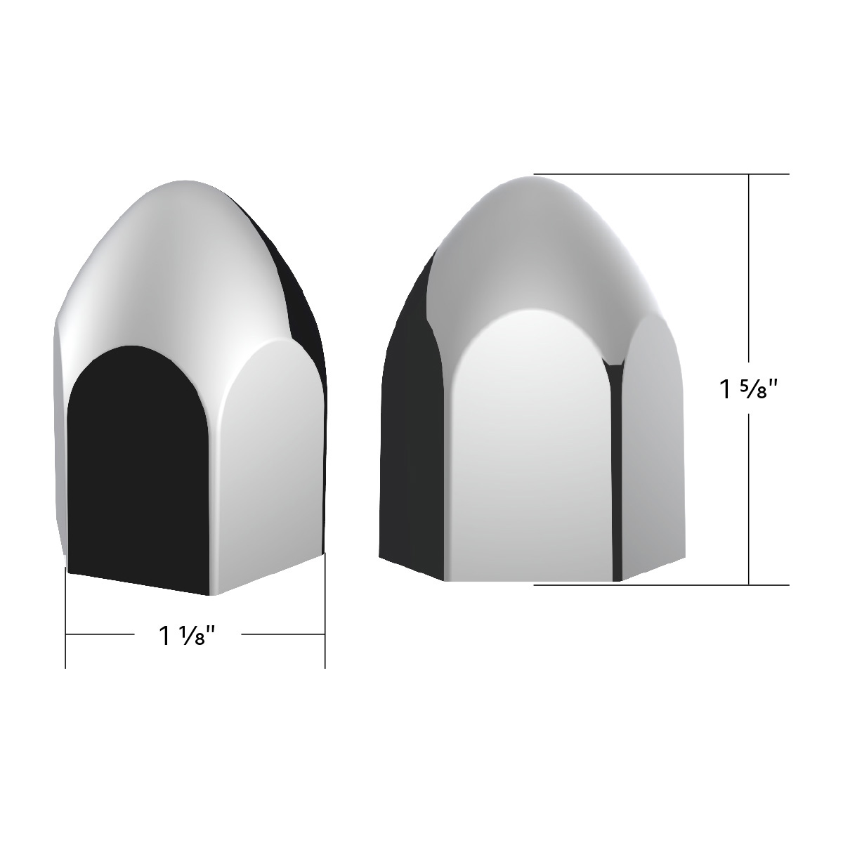 15/16" x 1 5/8" Chrome Plastic Bullet Nut Covers - Push-On (50-Pack) - Thumbnail 6