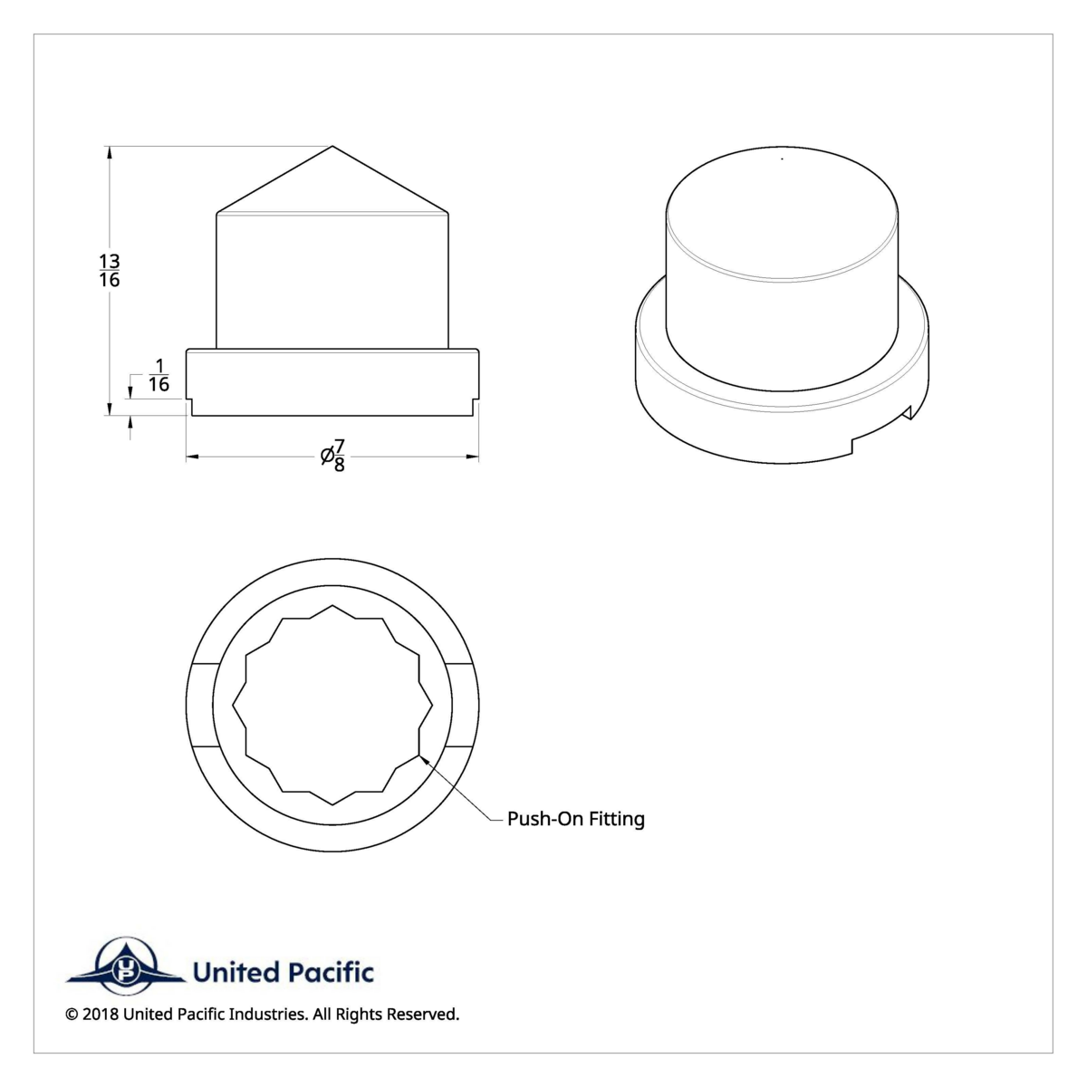 1/2" x 13/16" Chrome Plastic Pointed Nut Covers - Push-On (10-Pack) - Thumbnail 3