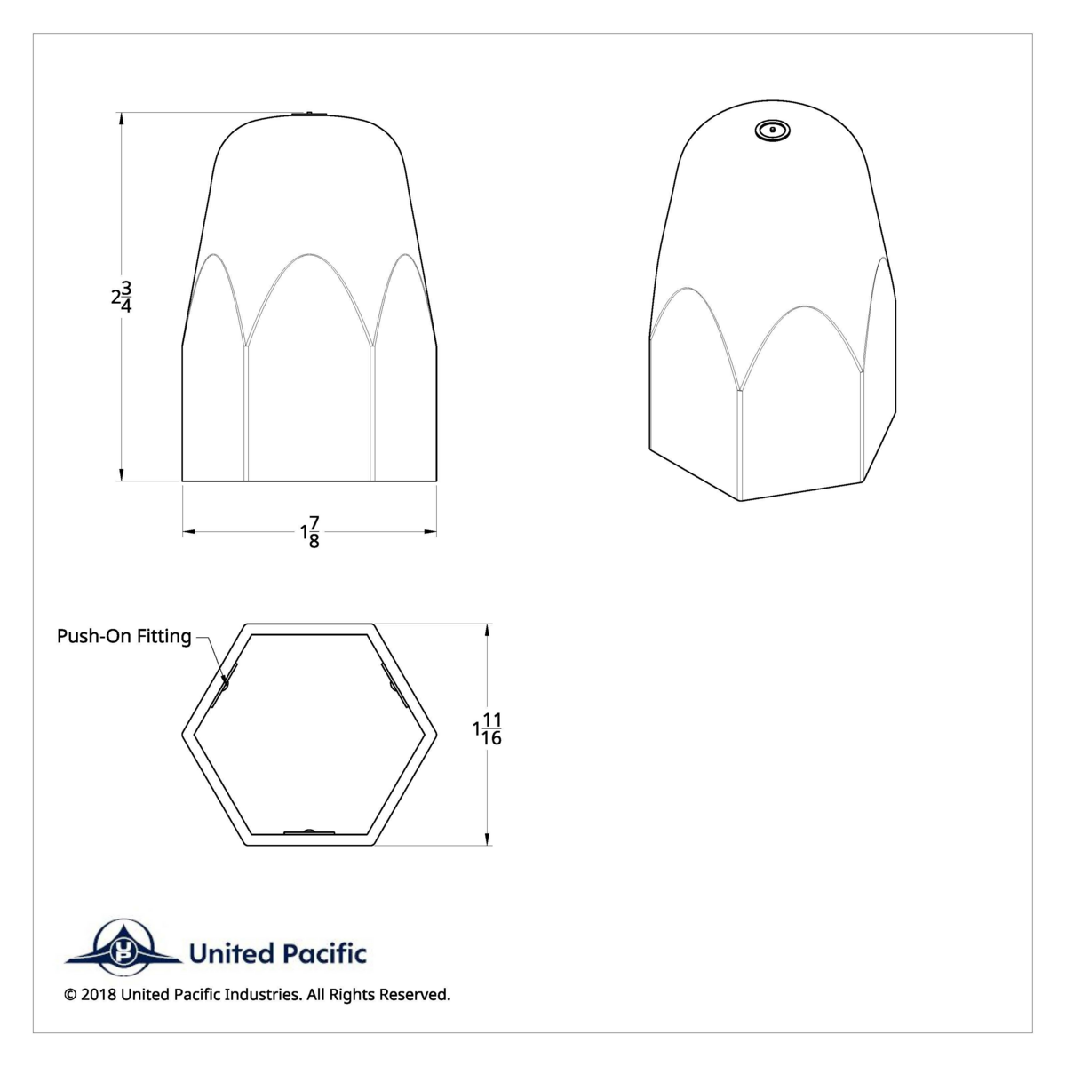 1-1/2" X 2-3/4" Chrome Plastic Tall Nut Cover - Push-On (Bulk) - Thumbnail 6