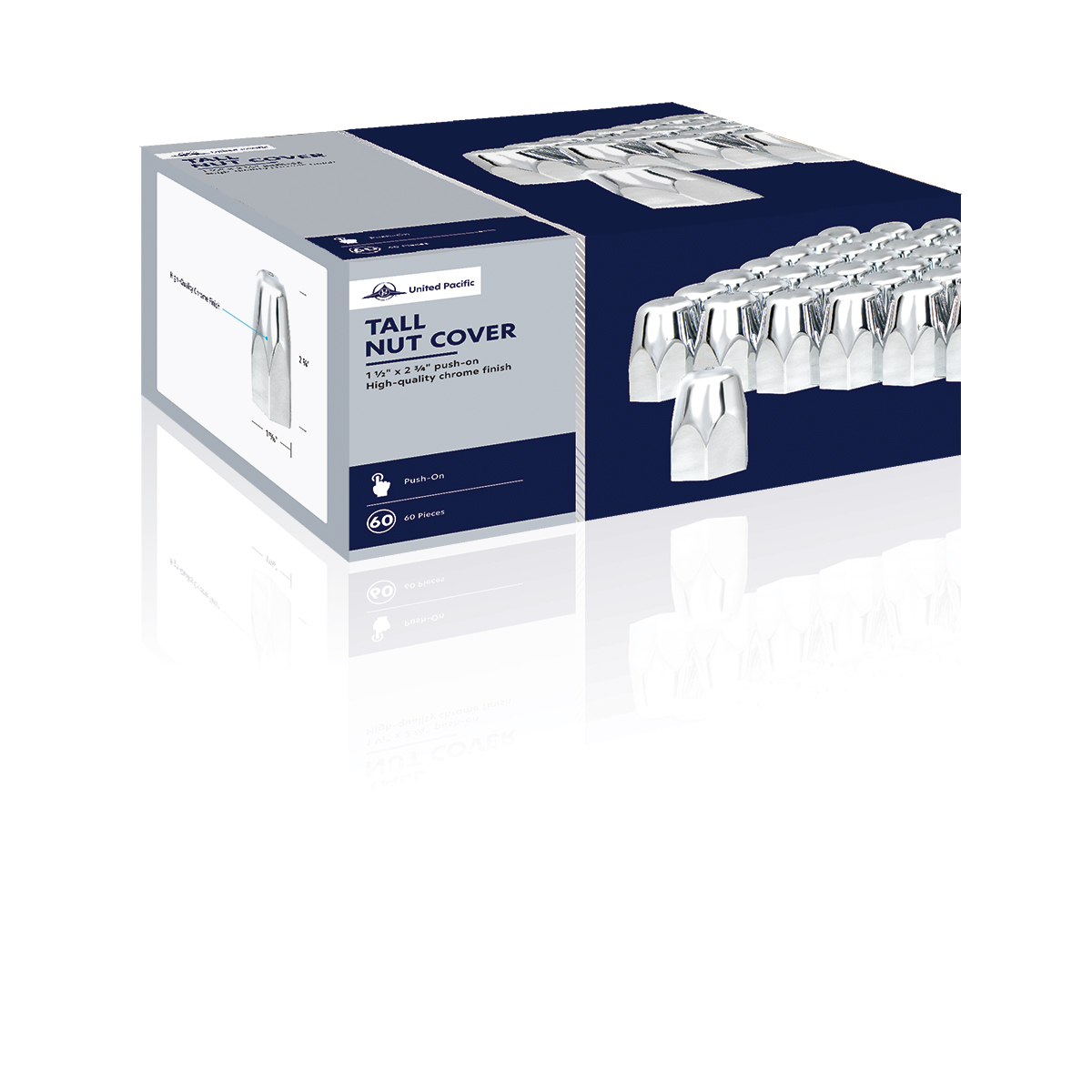 1-1/2" x 2-3/4" Chrome Plastic Tall Nut Covers - Push-On (60-Pack) - Thumbnail 5