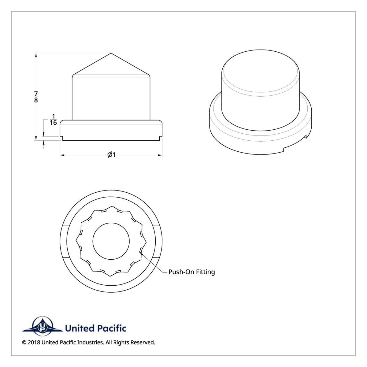 9/16" x 1-1/4" Chrome Plastic Pointed Nut Covers - Push-On (10-Pack) - Thumbnail 4