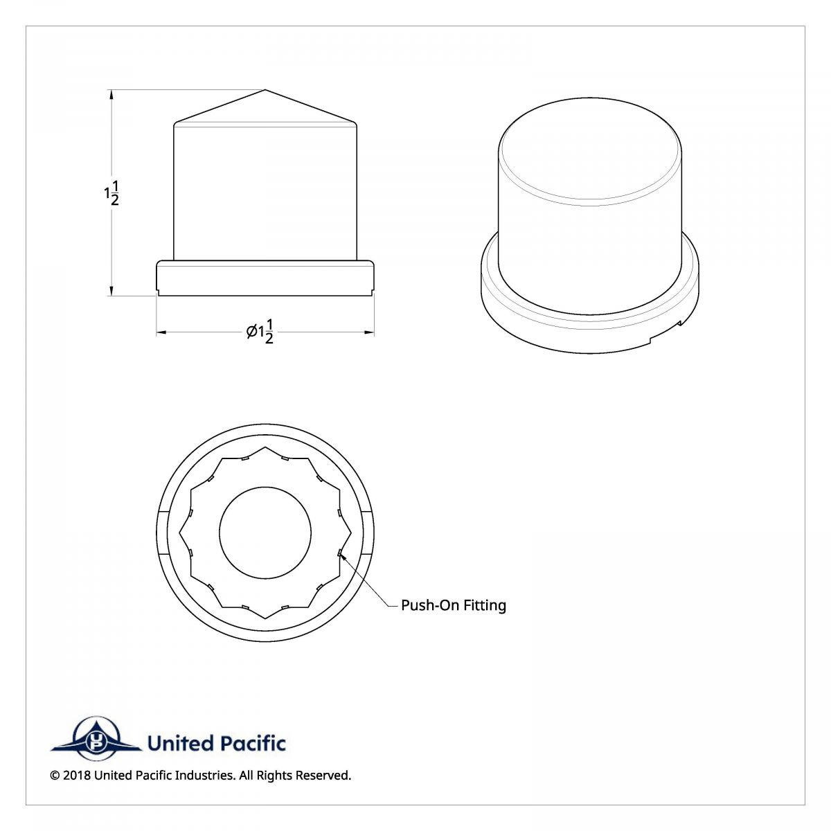 15/16" X 1-1/2" Chrome Plastic Pointed Nut Covers - Push-On (10-Pack) - Thumbnail 7