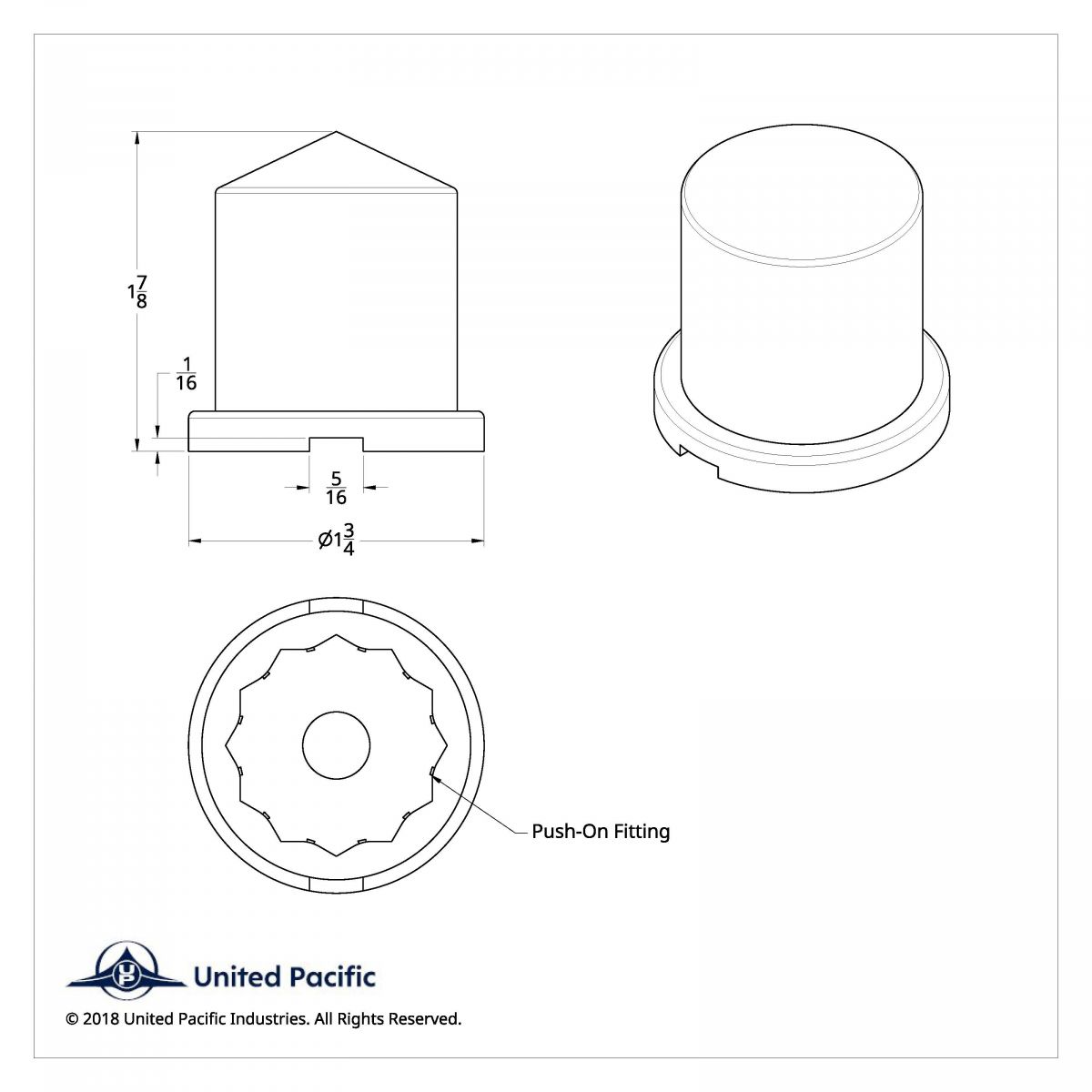 1-1/8" x 1-7/8" Chrome Plastic Pointed Nut Covers - Push-On (10-Pack) - Thumbnail 5