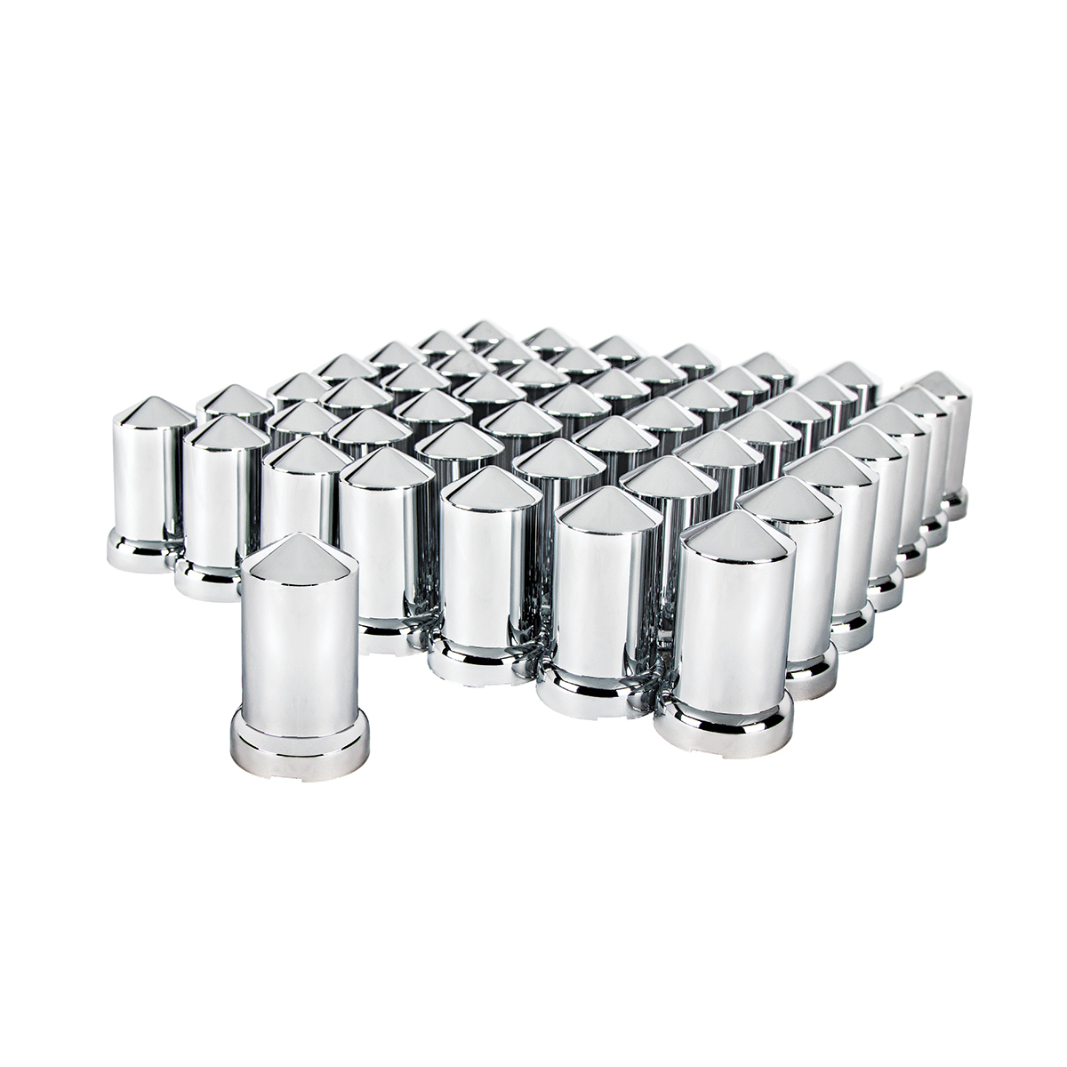 33mm X 3-3/16" Chrome Plastic Pointed Nut Covers With Flange - Push-On (60-Pack) - Thumbnail 9