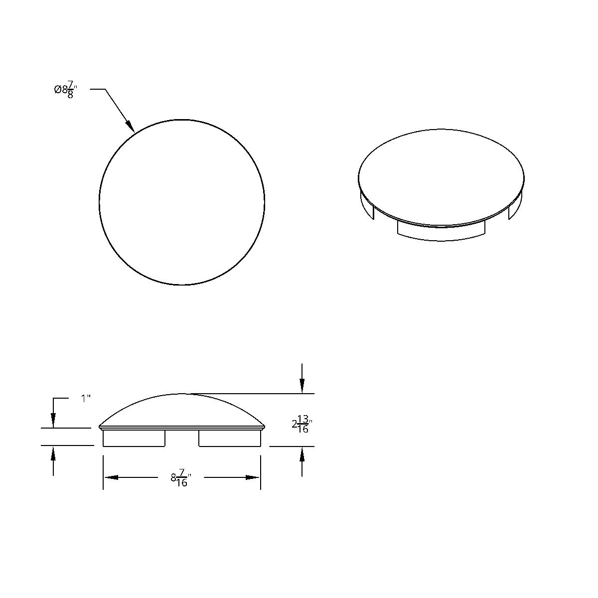 4 Even Notched Chrome Dome Front Hubcap - 1" Lip - Thumbnail 4