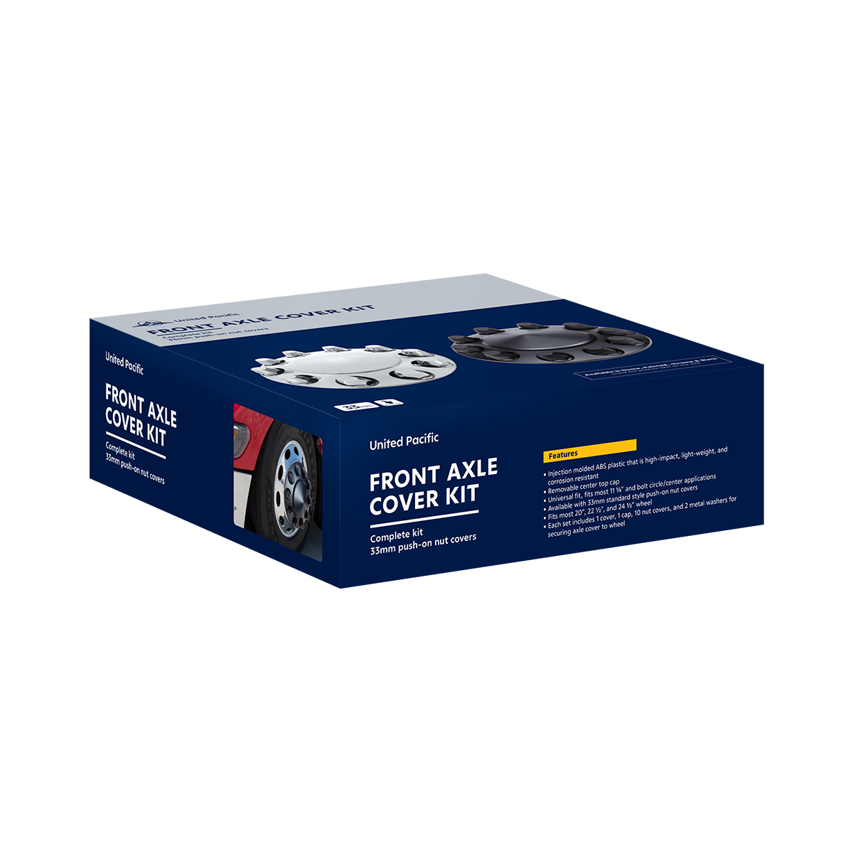 Dome Front Axle Cover With 33mm Standard Style Push-On Nut Covers - Chrome - Thumbnail 4