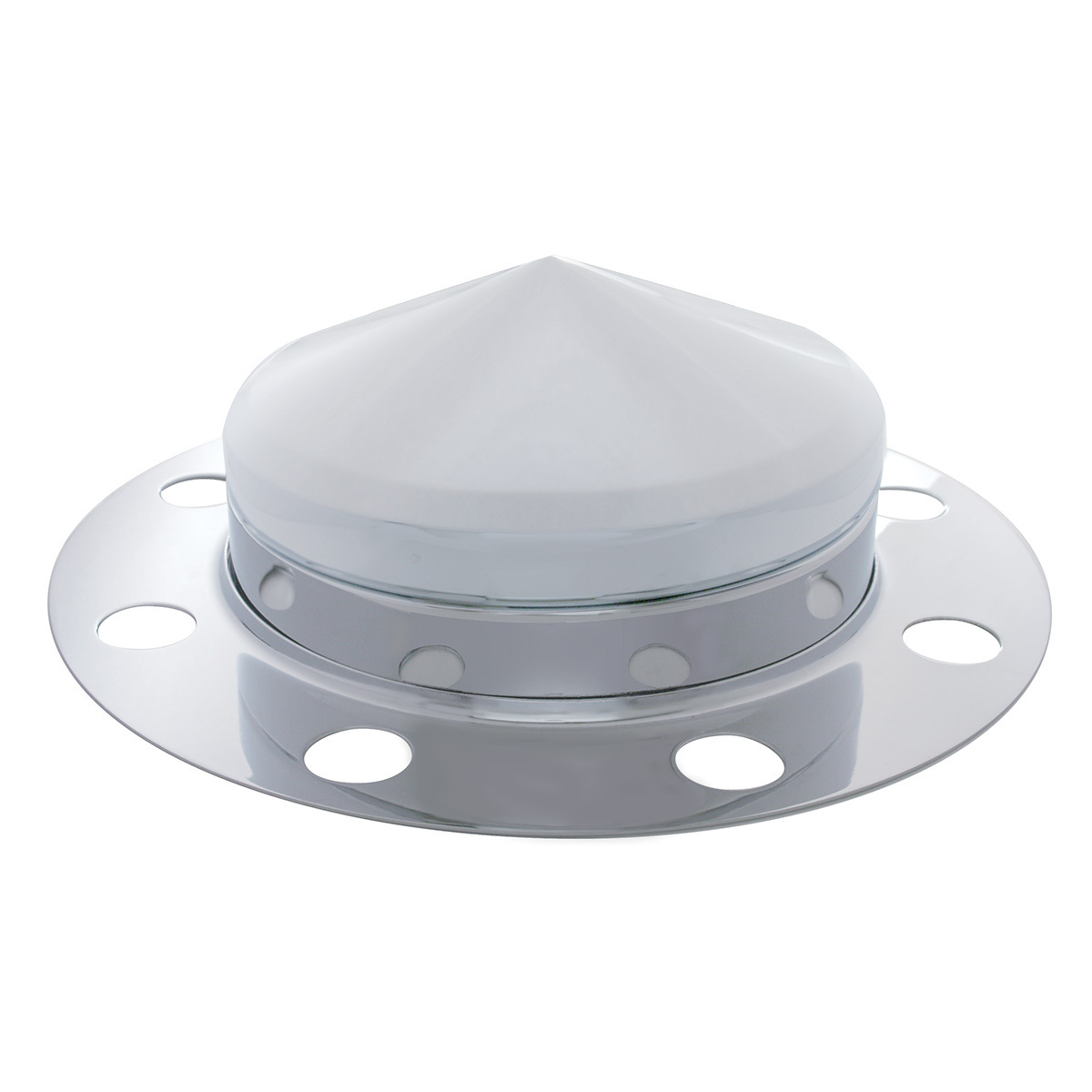 Chrome Pointed Front Axle Cover 3PC Kit For 33mm Nut Cover - Steel/Aluminum Wheel (8 Hole) - Thumbnail 2