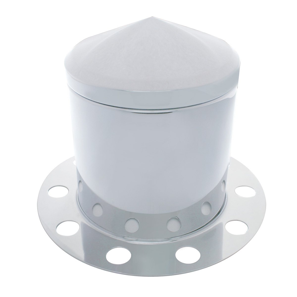 Chrome Pointed Rear Axle Cover 3PC Kit For 33mm Nut Cover - Steel/Aluminum Wheel (10 Hole) - Thumbnail 2