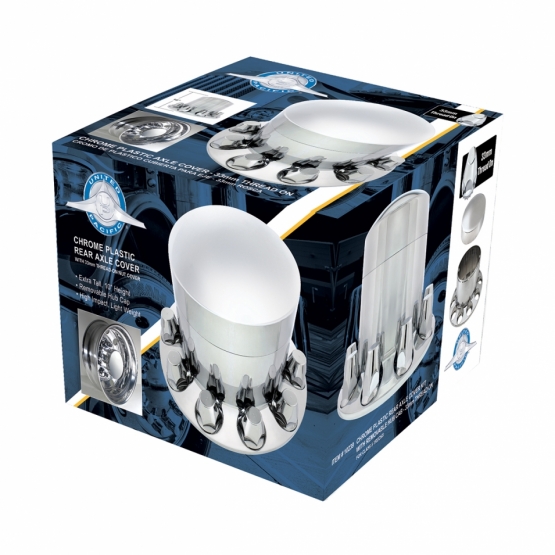 Chrome Plastic Extra Tall Rear Axle Cover With 33mm Thread-On Nut Covers - Thumbnail 4