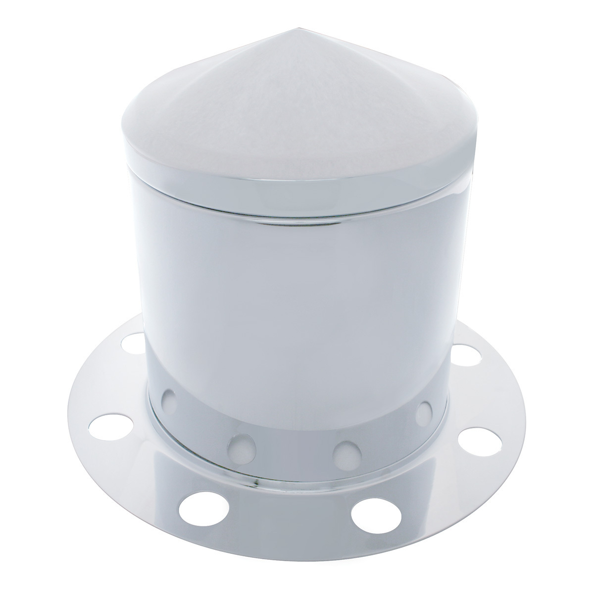 Chrome Pointed Rear Axle Cover 3PC Kit For 33mm Nut Cover - Steel/Aluminum Wheel (8 Hole) - Thumbnail 2