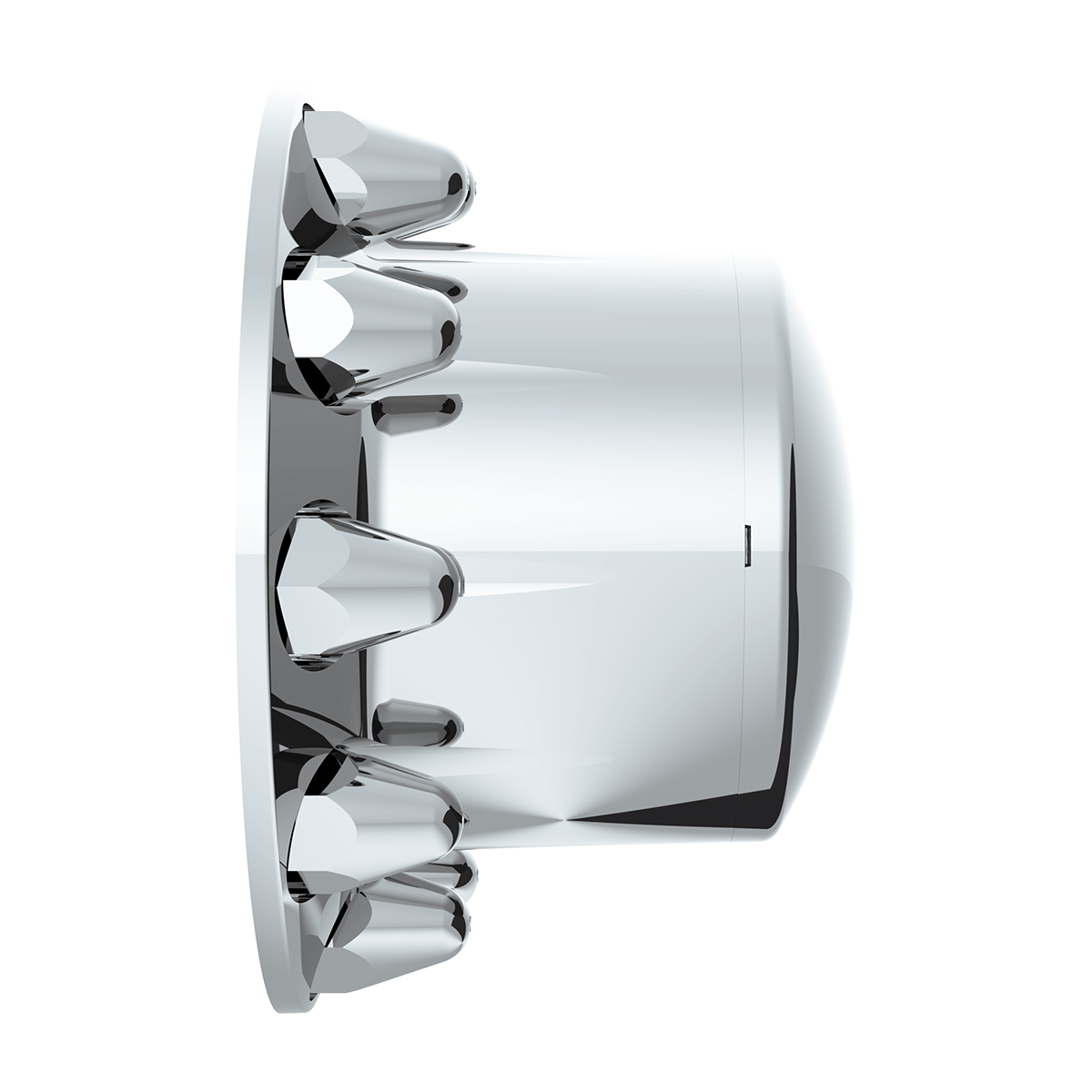 Dome Rear Axle Cover With 1-1/2"  Push-On Standard Nut Covers - Chrome - Thumbnail 4