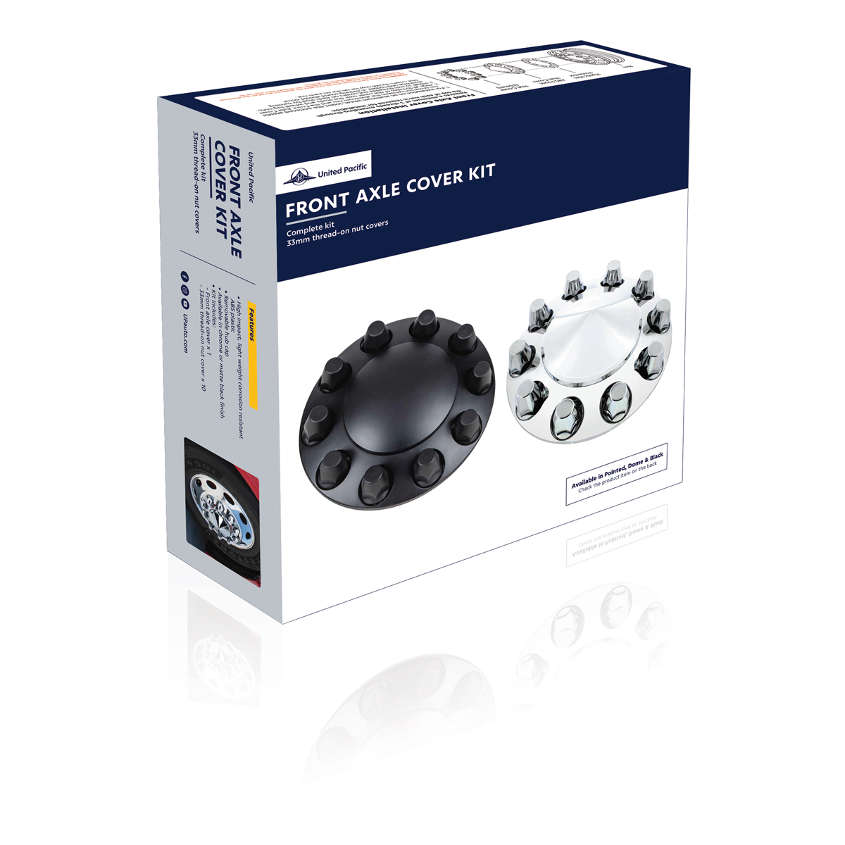 Dome Front Axle Cover With 33mm Standard Thread-On Nut Covers - Chrome (Color Box) - Thumbnail 4