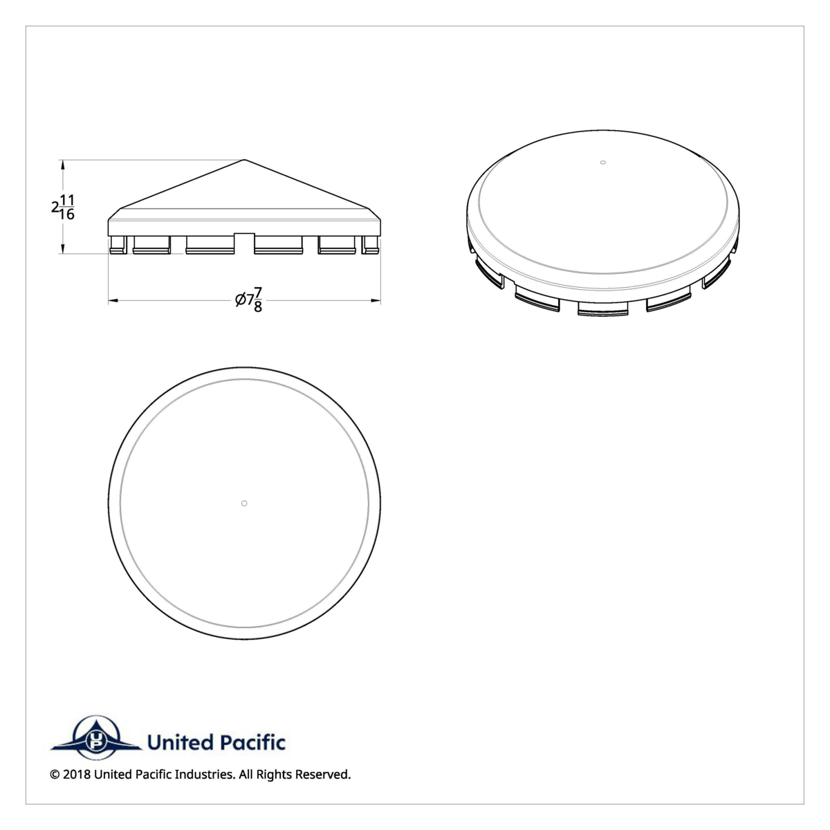 Pointed Front Axle Cover Hubcap - Thumbnail 5