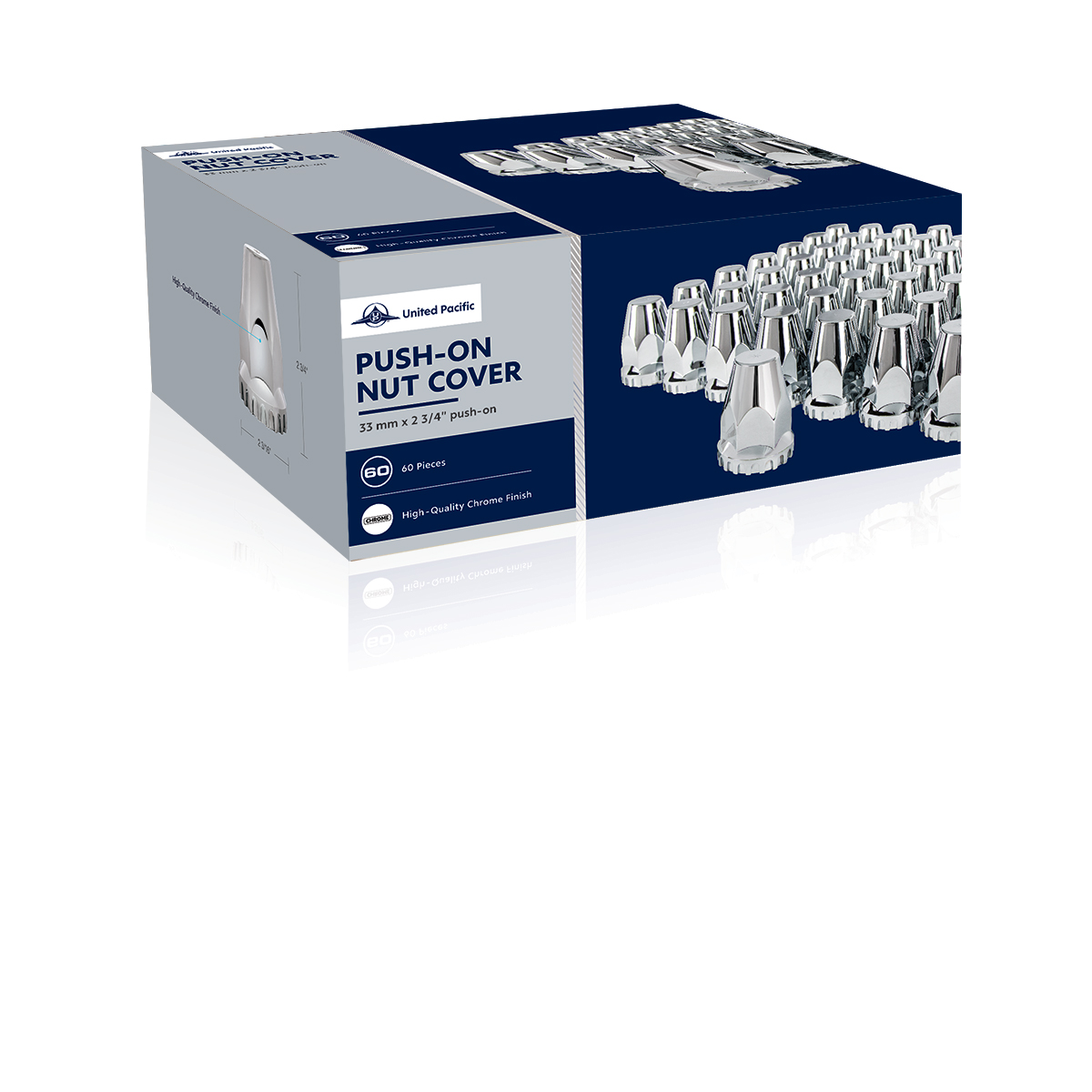 33mm X 2-3/4" Chrome Plastic Original Nut Covers - Push-On (60-Pack) - Thumbnail 5