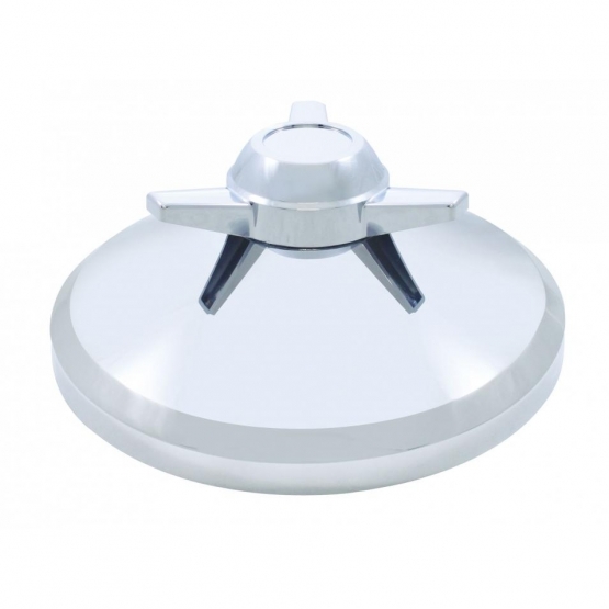 8" Chrome Cover With 3 Bar Spinner For UP Rear Axle Cover - Straight Bars (Bulk)